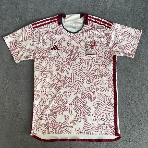 Adidas Mexico 2022 Away World Cup White Red Jersey Soccer Slim Fit Men's Size XL - Picture 1 of 9